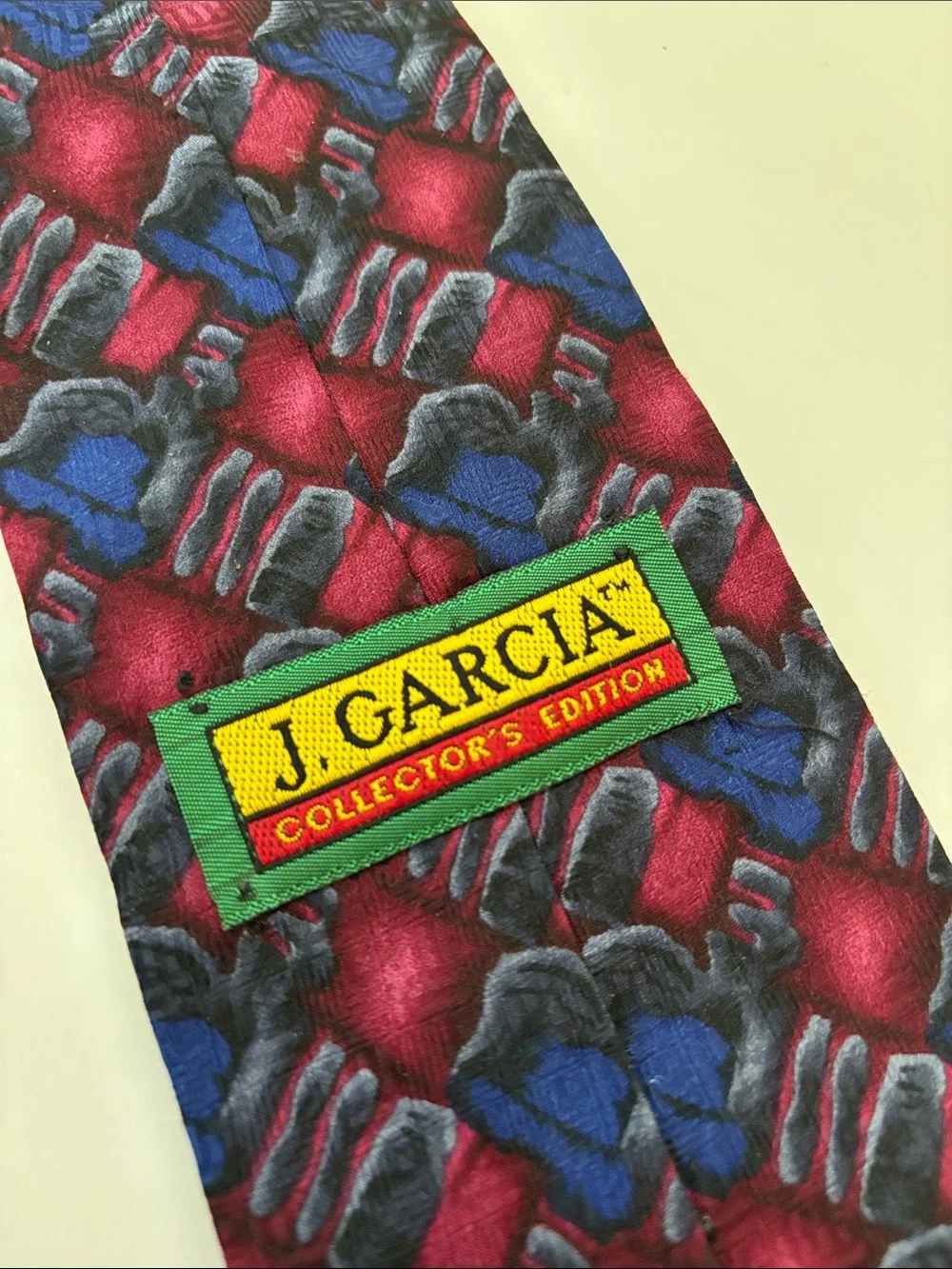 Vintage J Garcia Silk Neck Tie Blue Pink Geometric  Excellent Condition!